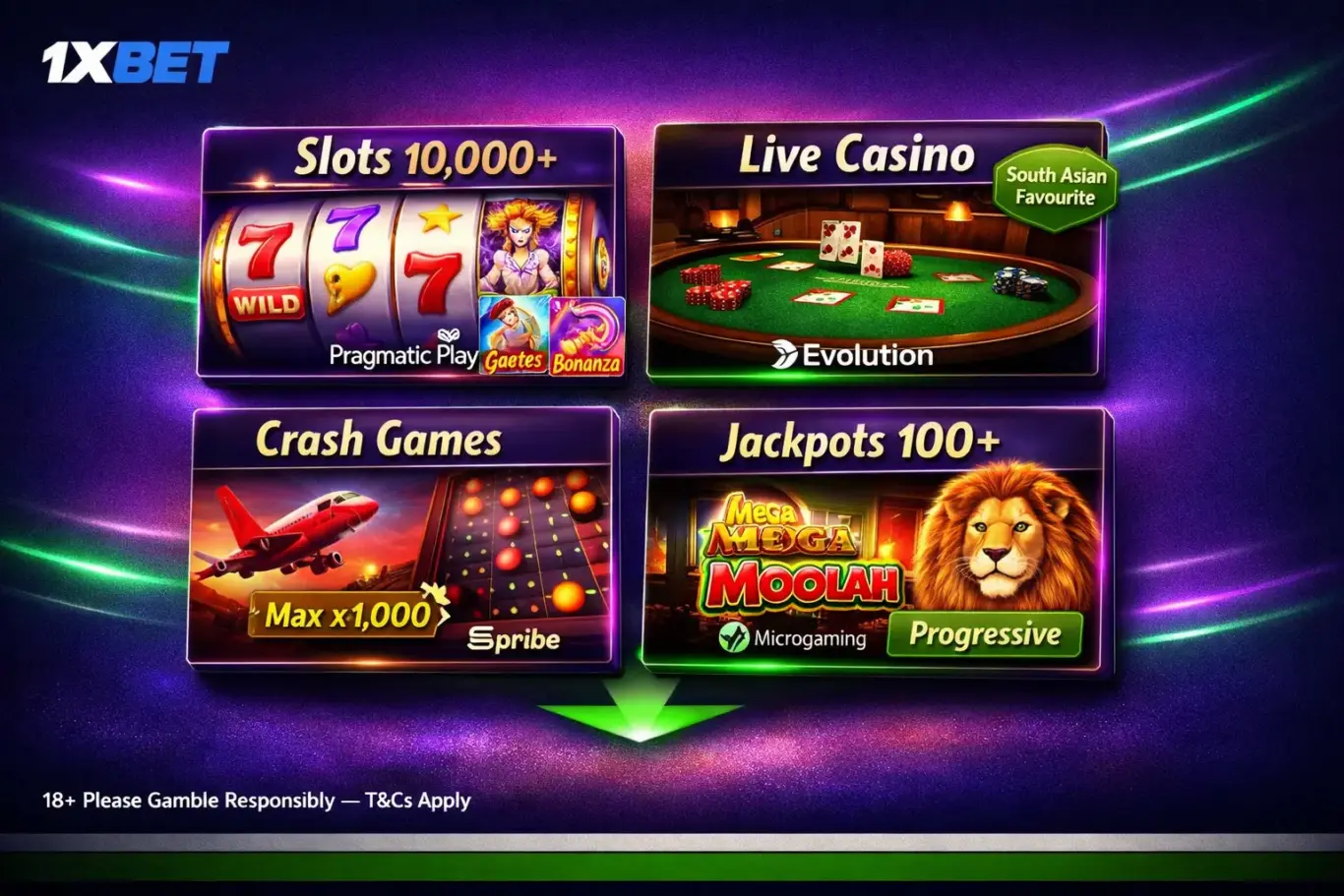 1xBet Casino Pakistan games - 10,000 plus slots from Pragmatic Play, Evolution live Andar Bahar, Aviator crash and jackpots